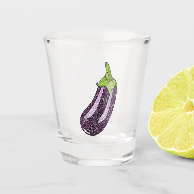 Glitzer Eggplant Schnapsglas (Vorderseite)