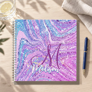 Glitzer Einhorn Regenbogen Mädchen Marmor Kunst Notizbuch