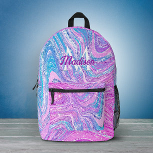 Glitzer Einhorn Regenbogen Mädchenmarmor Kunst  Bedruckter Rucksack