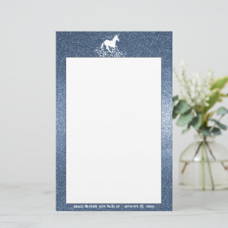 Glitzer Einhorn und Sterne | Blue Stationery Briefpapier