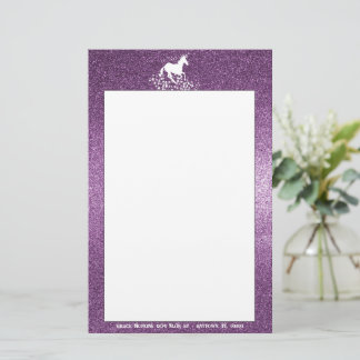Glitzer Einhorn und Sterne | Magenta Stationery Briefpapier
