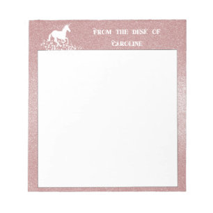 Glitzer Einhorn und Sterne   Pink Notepad Notizblock