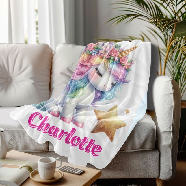 Glitzer Einhorn Zauberstar Weiß Fleecedecke (Von Creator hochgeladen)