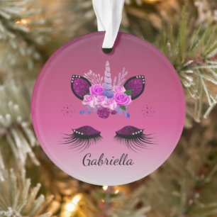Glitzer Einhorngesicht mit Augenbrauen Personalisi Ornament
