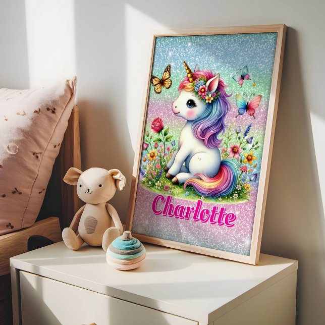 Glitzer Einhornwiese Wildblumen Poster (Von Creator hochgeladen)