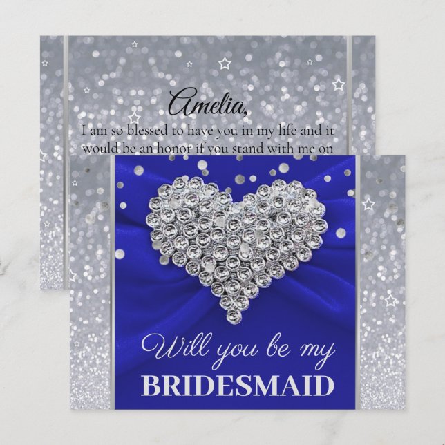 Glitzer Eleganblau wirst du meine Bridesmaid sein Postkarte (Vorne/Hinten)