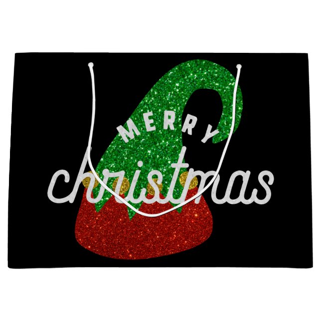 Glitzer Elf Hat Große Geschenktüte (Vorderseite)