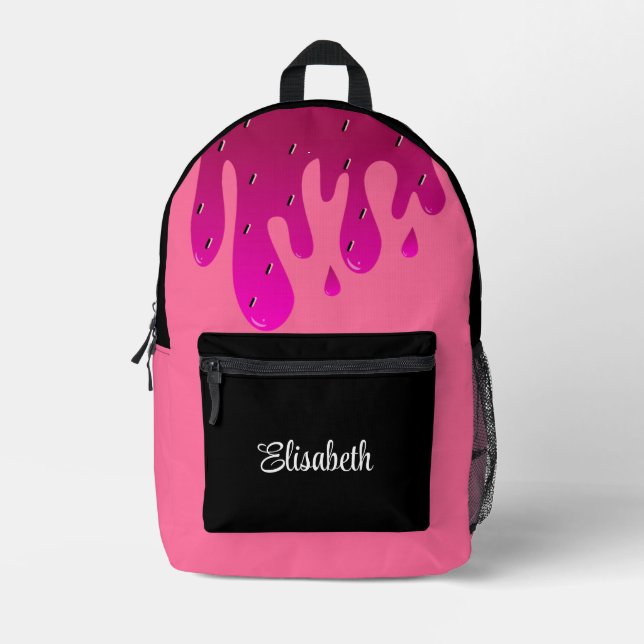 Glitzer Erdbeere Tropfschlauch Personalisiert Bedruckter Rucksack (Vorderseite)