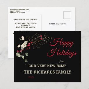 Glitzer Eukalyptus & Holly Berry New Zuhause Holid Postkarte