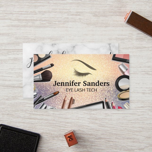 Glitzer | Eyelash Makeup Pinsel und Tools Treuekarte (Vorderseite/Rückseite Beispiel)