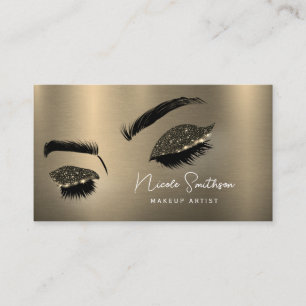 Glitzer Eyes Brushed Metal Makeup Artist Gold Visitenkarte