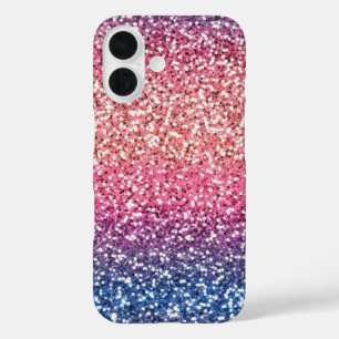 Glitzer Farbe Rosa Blau Ombre iPhone 16 Hülle