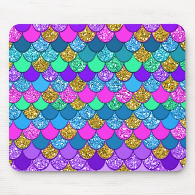 Glitzer Farbenfrohe mehrfarbige Meerjungfrau Mousepad (Vorne)