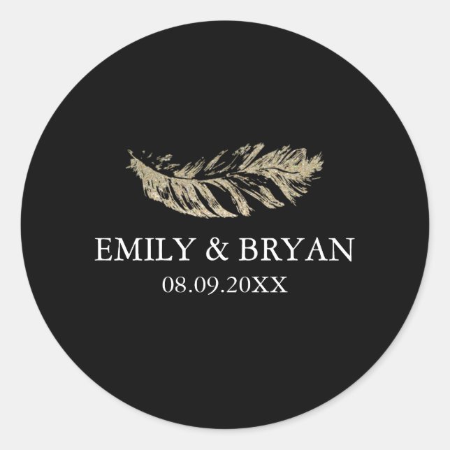 Glitzer Feather Wedding Sticker (Vorderseite)