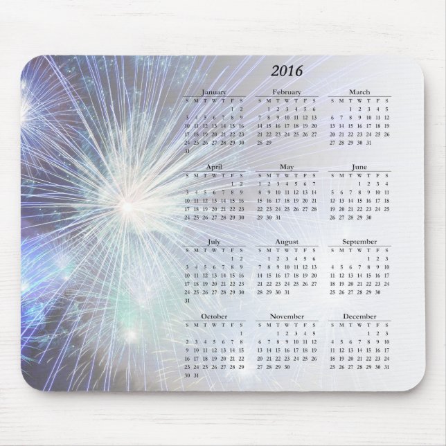 Glitzer Fireworks Holidays Kalender 2016 Mousepad (Vorne)