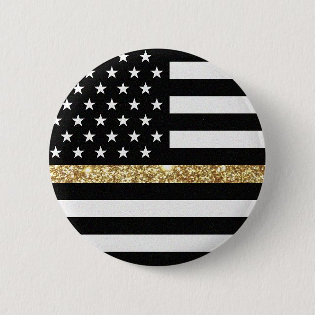 Glitzer-Flag der dünnen Goldlinie Button (Vorderseite)