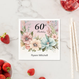 Glitzer Floral Birthday Party Serviette