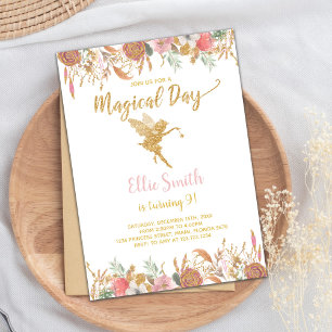 Glitzer Floral Fairy Geburtstagseinladungen Einladung