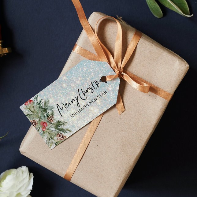 Glitzer Frohe Weihnachtsfeiertage Geschenketags Geschenkanhänger (Von Creator hochgeladen)