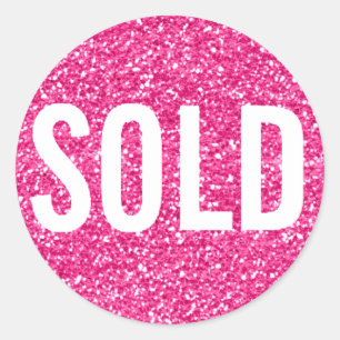 Glitzer Fuchsia Pink Real Anwesen Agent verkaufen Runder Aufkleber