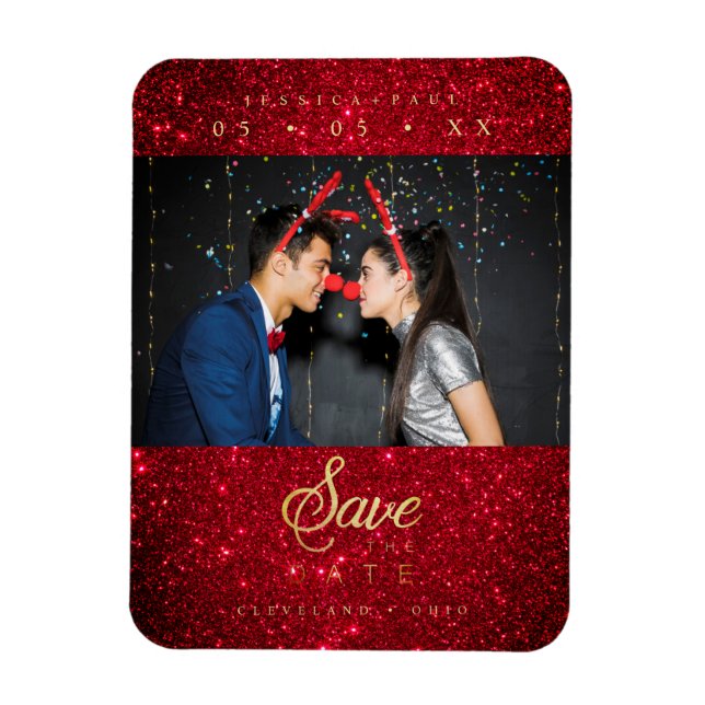 Glitzer Fun Foto Weihnachten Paar Whimsical Schrif Magnet (Vertikal)