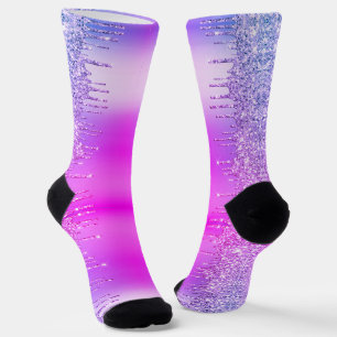 Glitzer Funkelnd Lila rosa Neonsocken Socken