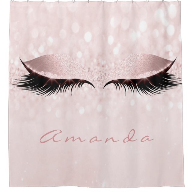 Glitzer Funkelnd Makeup Prinzessin Rosa Name Auge  Duschvorhang (Vorderseite)