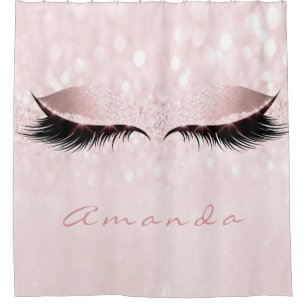Glitzer Funkelnd Makeup Prinzessin Rosa Name Augen Duschvorhang