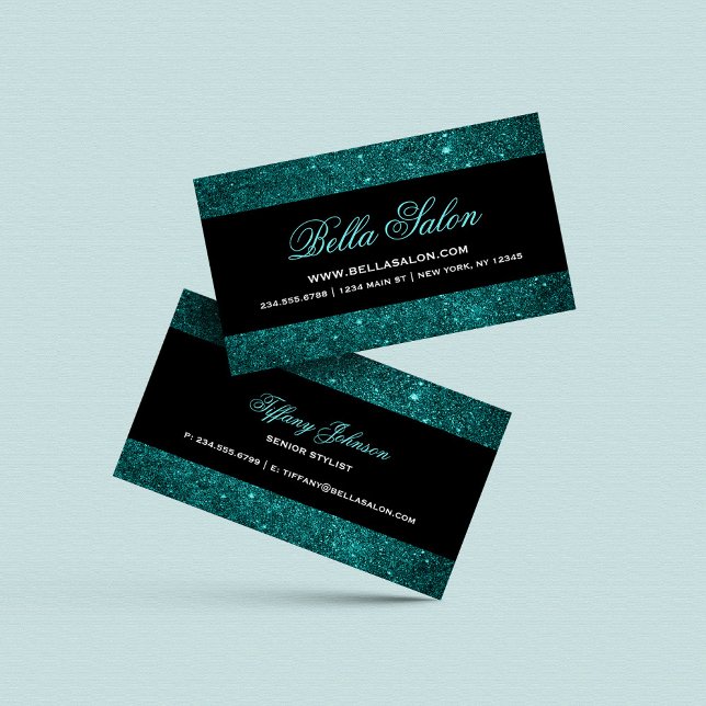 Glitzer für aquamarine und schwarze Glam-Imitate Visitenkarte (Von Creator hochgeladen)