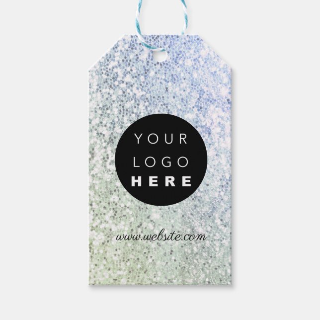 Glitzer für das Logo des Unternehmens Geschenkanhänger (Vorderseite)