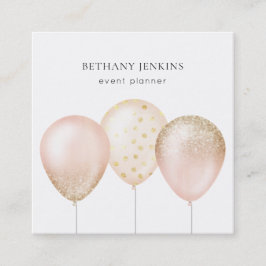 Glitzer für den einfachen Rosa- und Goldballon Quadratische Visitenkarte