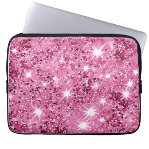 Glitzer für glatte, rosafarbene Stars Laptopschutzhülle