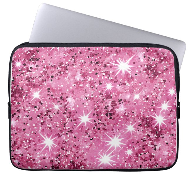 Glitzer für glatte, rosafarbene Stars Laptopschutzhülle (Vorderseite)