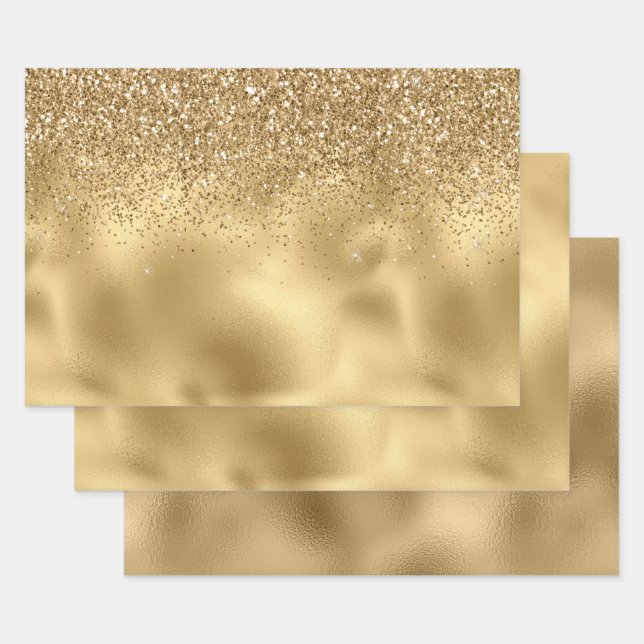 Glitzer für Goldmakrelen-Imitat Geschenkpapier Set (Set)