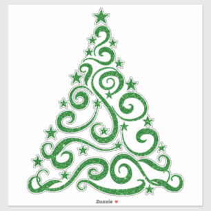 Glitzer für grüne Imitate   Weihnachtswirbel Aufkleber