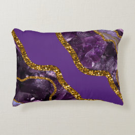 Glitzer für lila und Gold-Agate-Geode Dekokissen