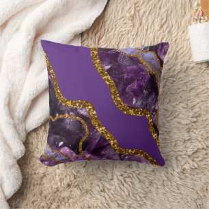 Glitzer für lila und Gold-Agate-Geode Kissen