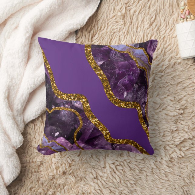 Glitzer für lila und Gold-Agate-Geode Kissen (Decke)