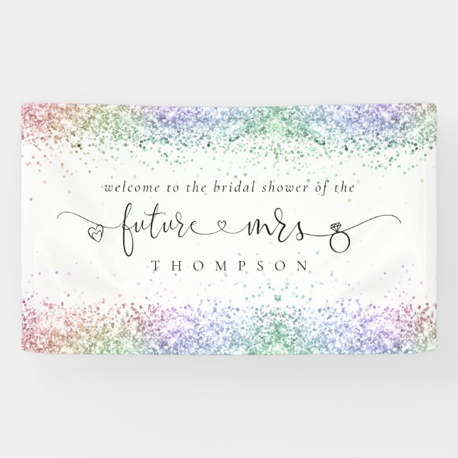 Glitzer Future Frau Willkommensfrau Brautparty Banner (Horizontal)