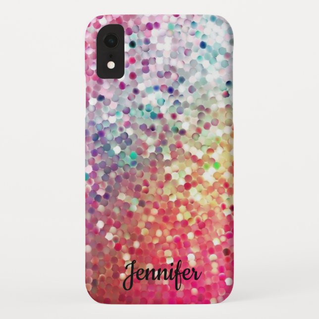 Glitzer Girly Rainbow Gemusterter Telefonnummer In Case-Mate iPhone Hülle (Rückseite)