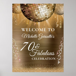 Glitzer Glam 70 & Fantastisches Gold Disco Ball Poster