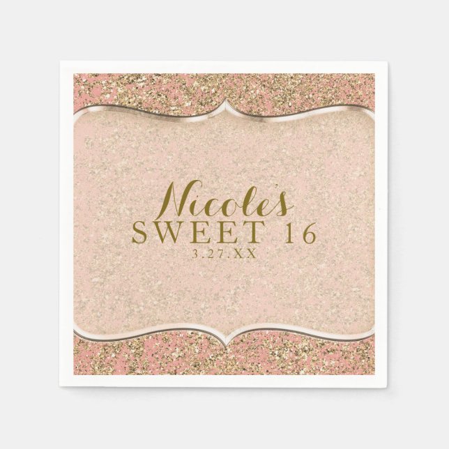 Glitzer Glam Birthday Party Custom Serviette (Vorderseite)