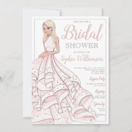 Glitzer Glam Blonde Bride Brautparty Einladung