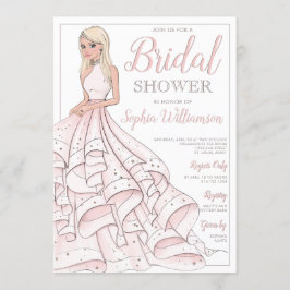 Glitzer Glam Blonde Bride Brautparty Einladung