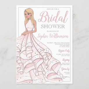 Glitzer Glam Blonde Bride Brautparty Einladung