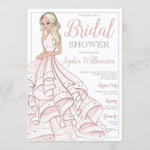 Glitzer Glam Blonde Bride Brautparty Einladung
