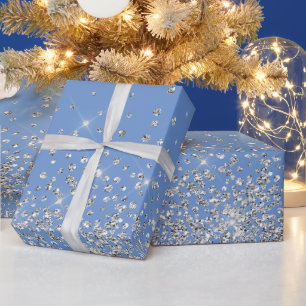 Glitzer glam Diamantfunkel Kristall blau blauen Geschenkpapier