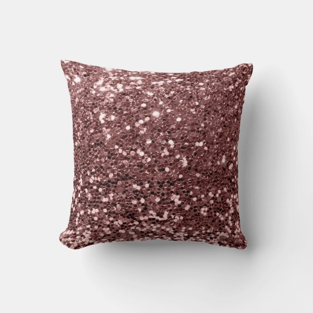 Glitzer Glam Fashion Sequin Brown Skin Powder Rose Kissen (Vorderseite)