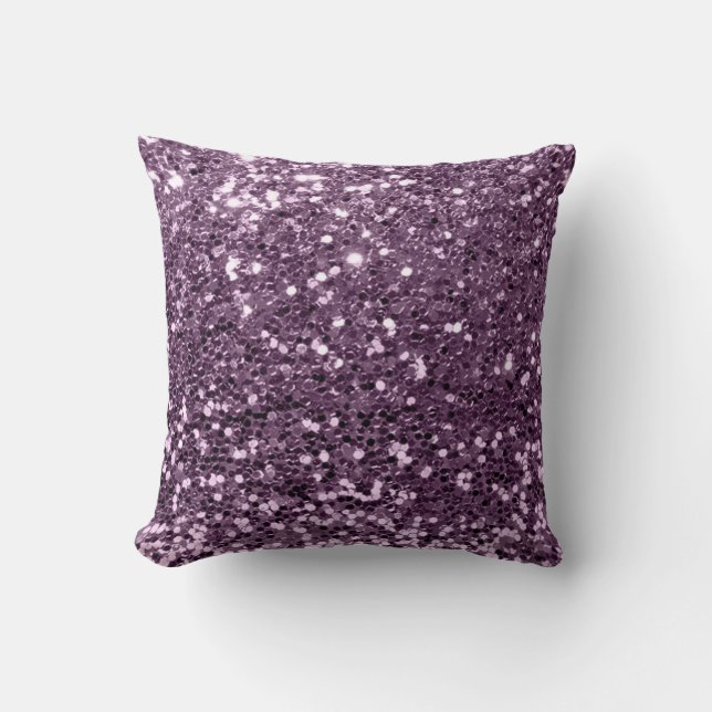 Glitzer Glam Fashion Sequin Violet Lavender Amethy Kissen (Vorderseite)