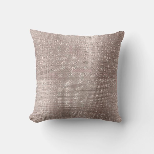 Glitzer Glam Rose Gold Funkelnd Girl Blush Sequin Kissen (Vorderseite)
